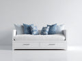 Canapé lit - bois-tissu - 203x91x82 cm - blanc - moderne