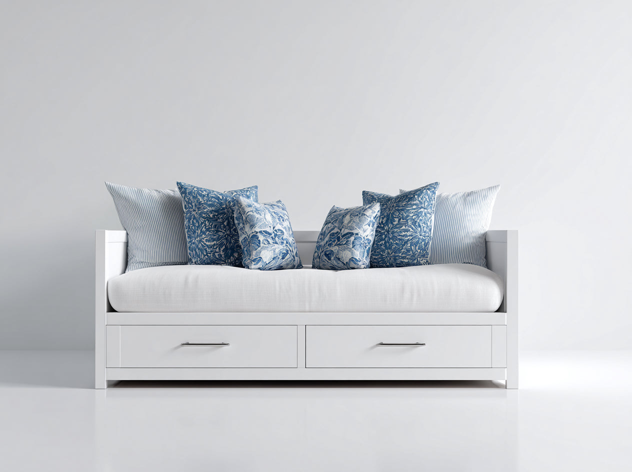 Canapé lit - bois-tissu - 203x91x82 cm - blanc - moderne