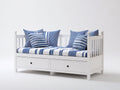 Canapé lit - Bois-Tissu - 200x90x86 cm - Blanc-Bleu - Scandinave