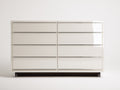 Commode - bois-métal - 156x48x86 cm - ivoire brillant - design moderne
