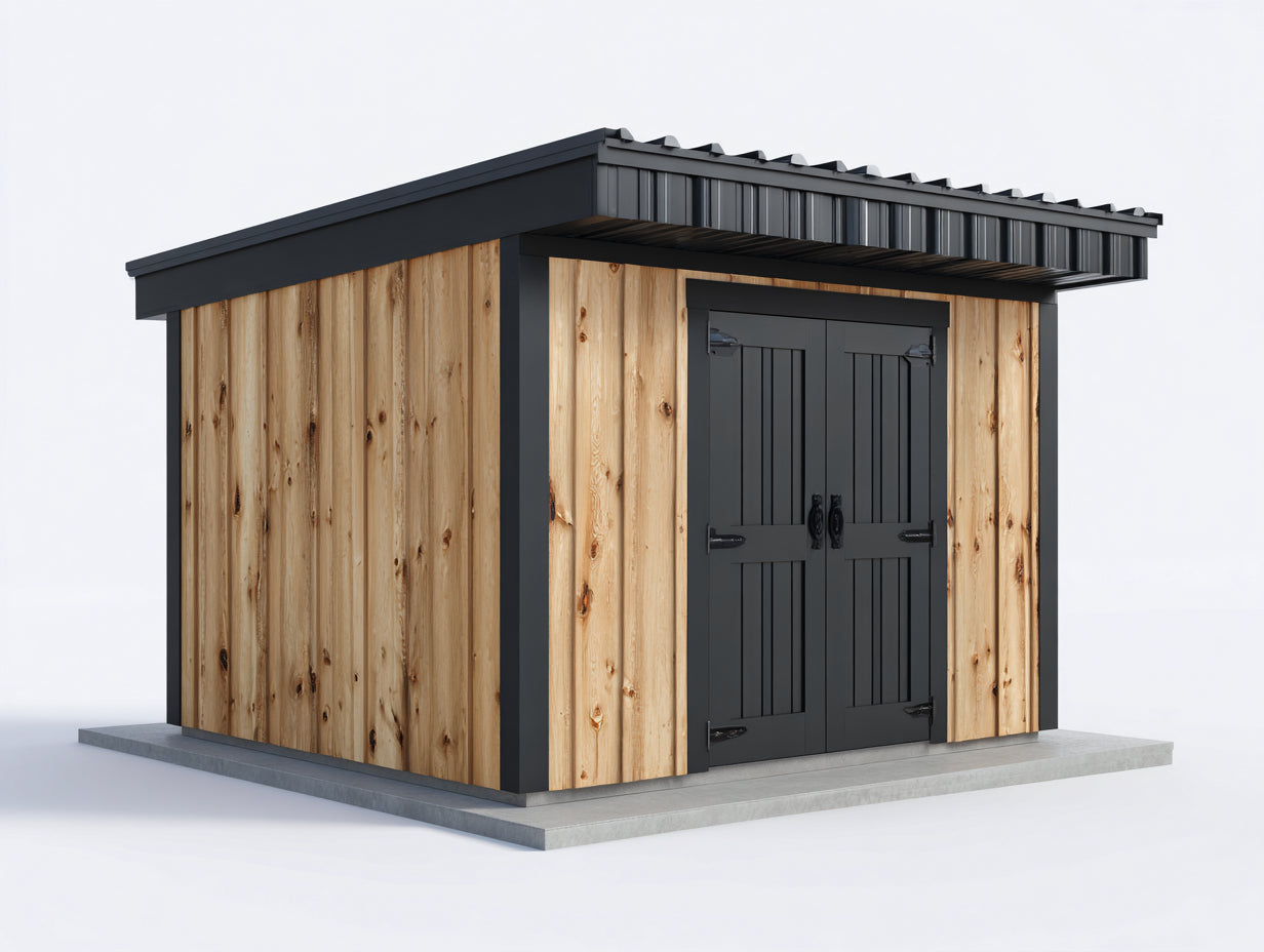 Abri de jardin - Bois - 312x246x218 cm - Bois naturel-Gris anthracite - Industriel