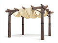 Pergolas et tonnelles - bois-tissu - 300x300x260 cm - brun foncé-beige - rustique