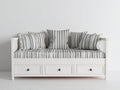 Canapé lit - Bois-Tissu - 198x91x82 cm - Blanc-Vert-Bleu - Campagne