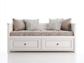 Canapé lit - Bois-Tissu - 201x92x80 cm - Blanc-Beige - Classique