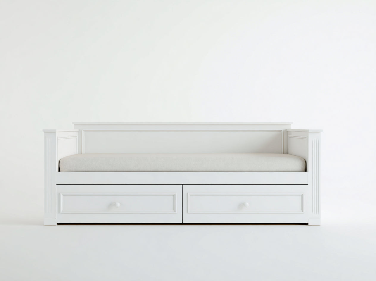 Canapé lit - bois-tissu - 206x92x83 cm - blanc - classique