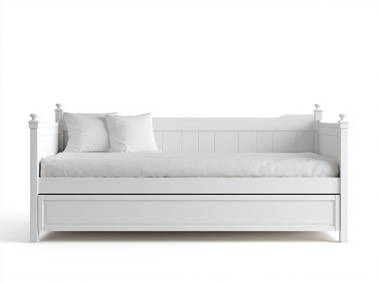 Canapé lit - bois-tissu - 209x93x90 cm - blanc - classique