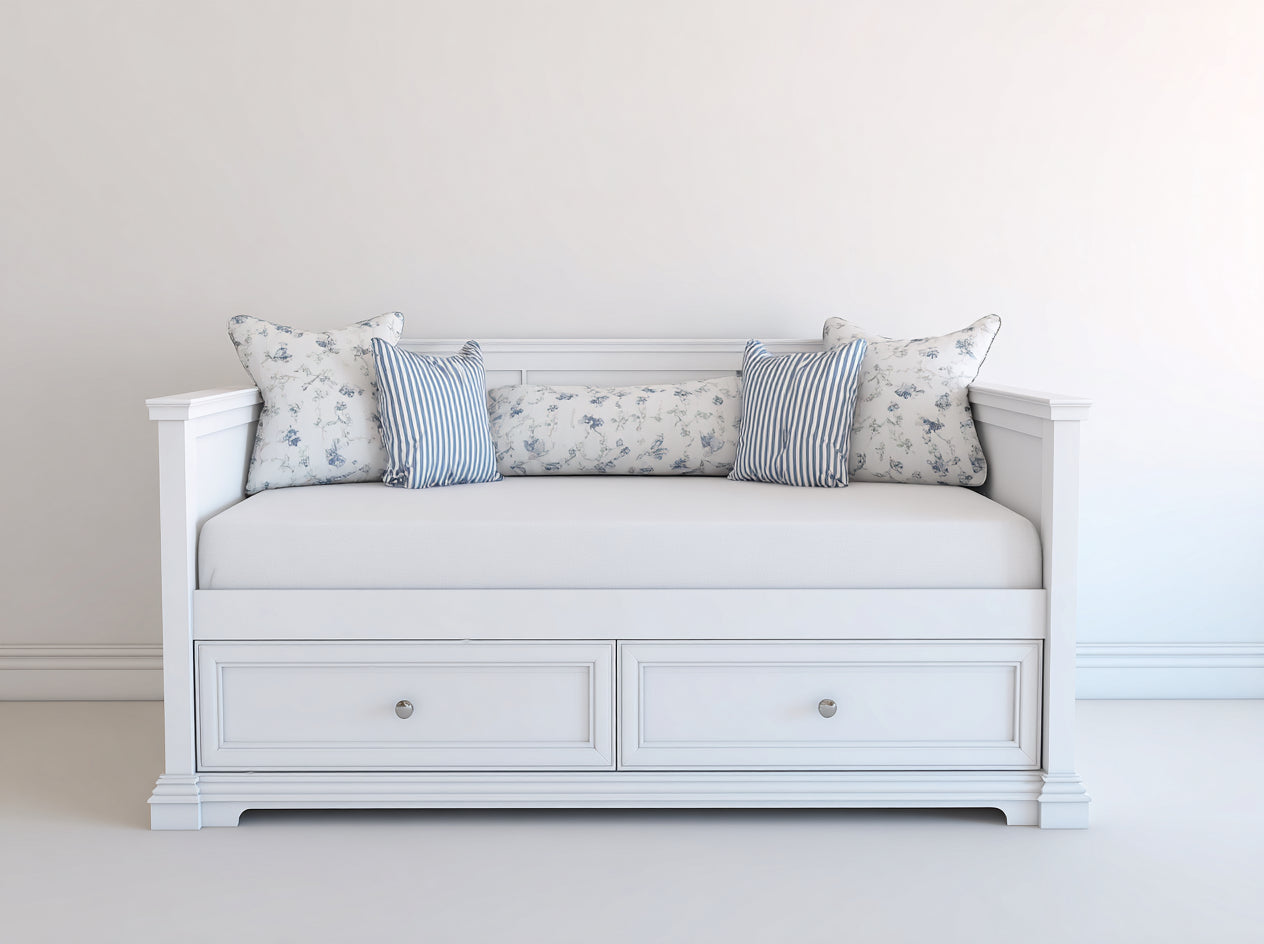 Canapé lit - bois-tissu - 205x94x86 cm - blanc - classique