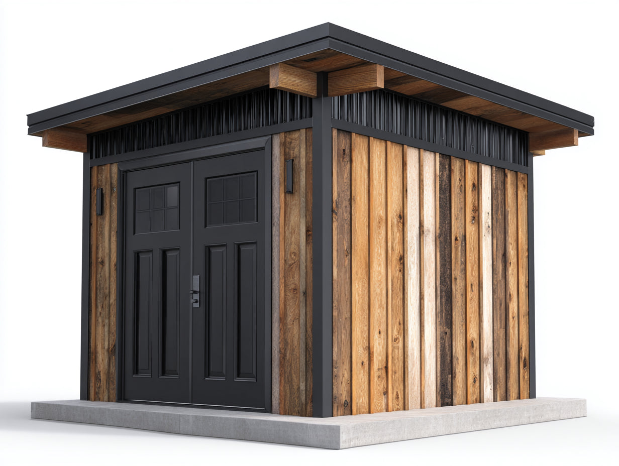 Abri de jardin - Bois - 268x228x232 cm - Bois naturel-Noir - Contemporain