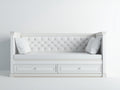 Canapé lit - bois-tissu - 210x95x88 cm - blanc - classique