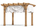 Pergolas et tonnelles - bois-tissu - 300x300x255 cm - bois naturel-blanc - classique