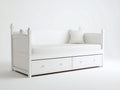 Canapé lit - bois-tissu - 208x96x92 cm - blanc - classique
