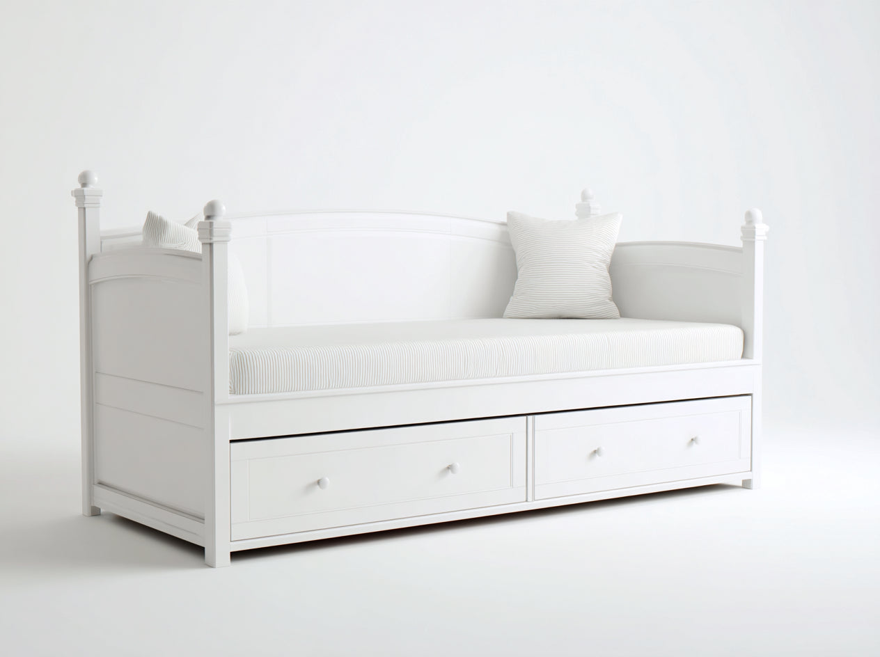 Canapé lit - bois-tissu - 208x96x92 cm - blanc - classique