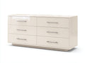 Commode - bois-métal - 138x46x76 cm - ivoire brillant - contemporain