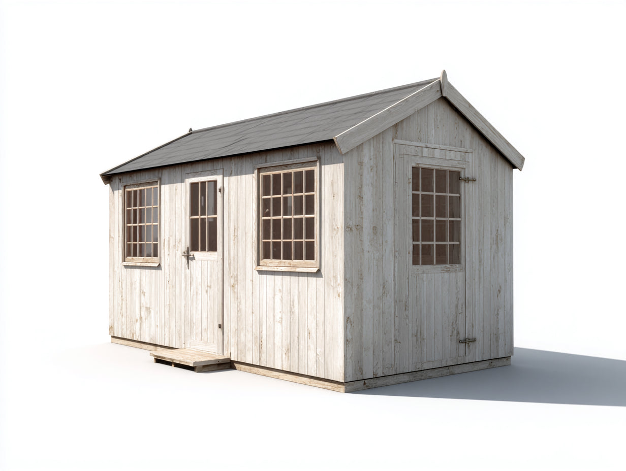 Abri de jardin - Bois - 372x226x248 cm - Bois clair-Gris - Cottage