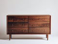 Commode - bois-métal - 148x45x86 cm - noyer foncé - rétro moderne
