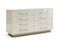 Commode - bois-métal - 152x48x82 cm - ivoire brillant - luxe moderne