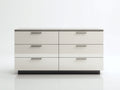 Commode - bois-métal - 140x45x78 cm - blanc-gris - moderne