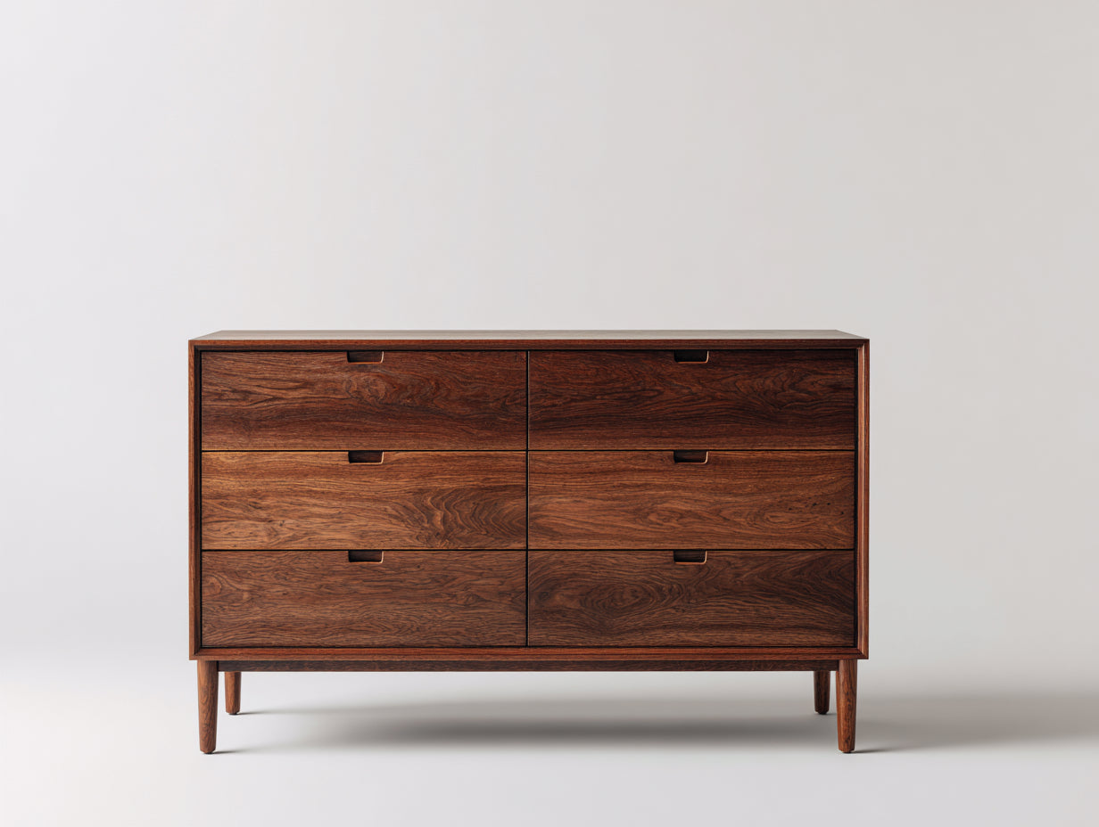 Commode - bois - 140x44x82 cm - noyer - mid-century