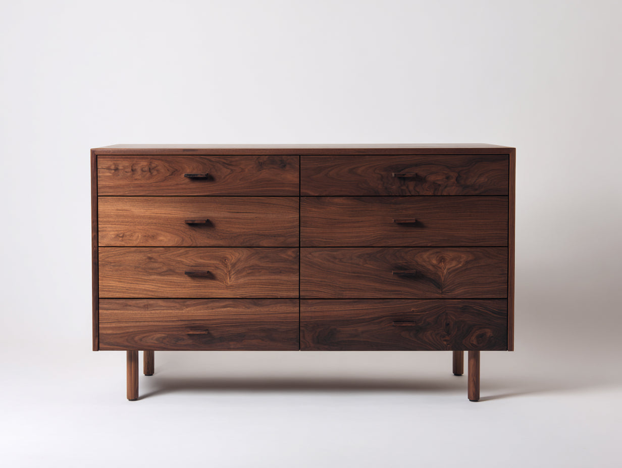Commode - bois - 150x42x90 cm - noyer foncé - vintage