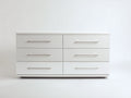Commode - bois-métal - 142x45x78 cm - blanc brillant - moderne