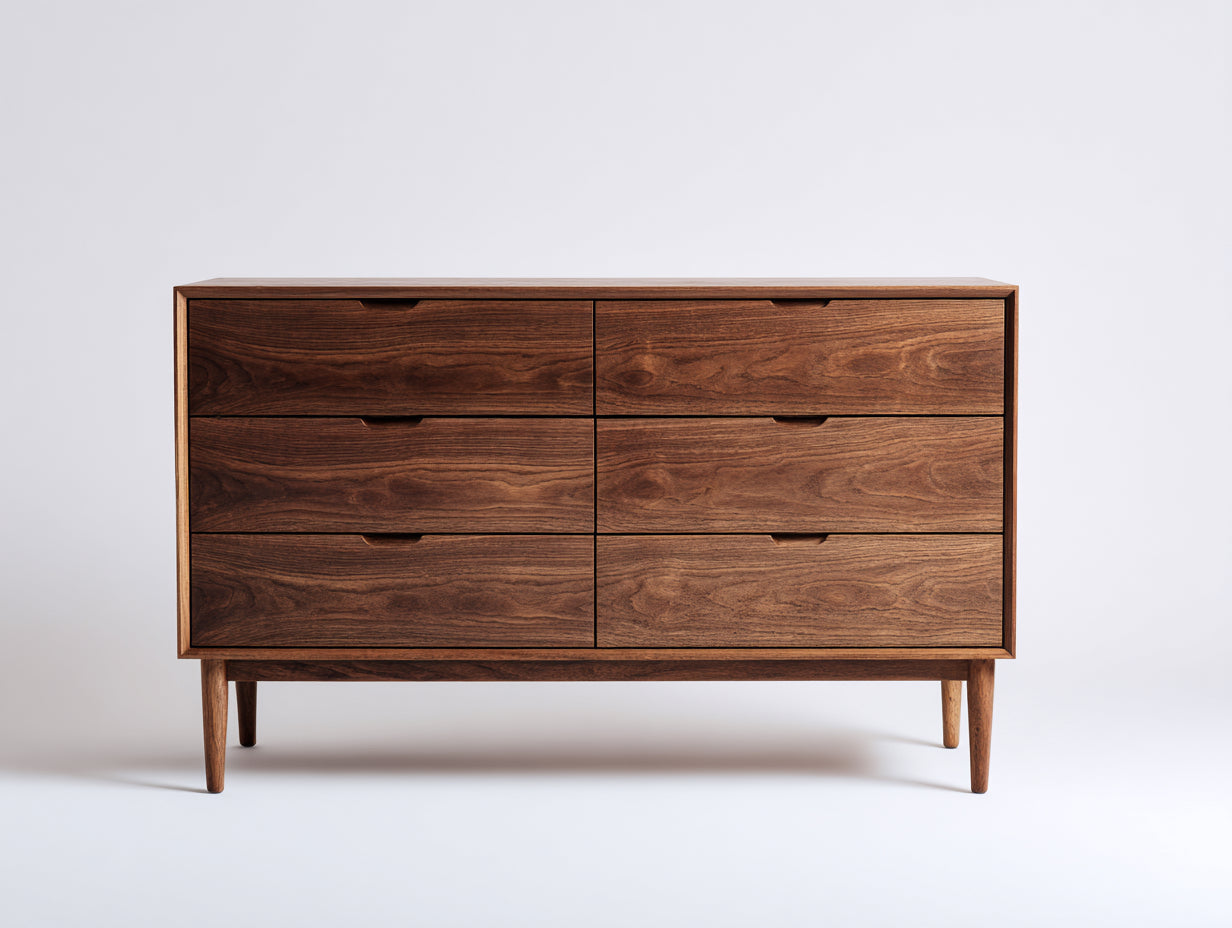 Commode - bois - 142x45x84 cm - noyer foncé - style rétro moderne